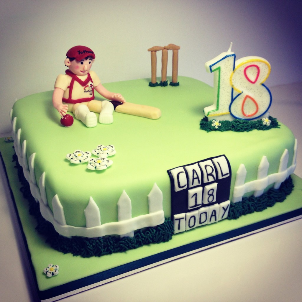 18th birthday cake, with a Cricket theme