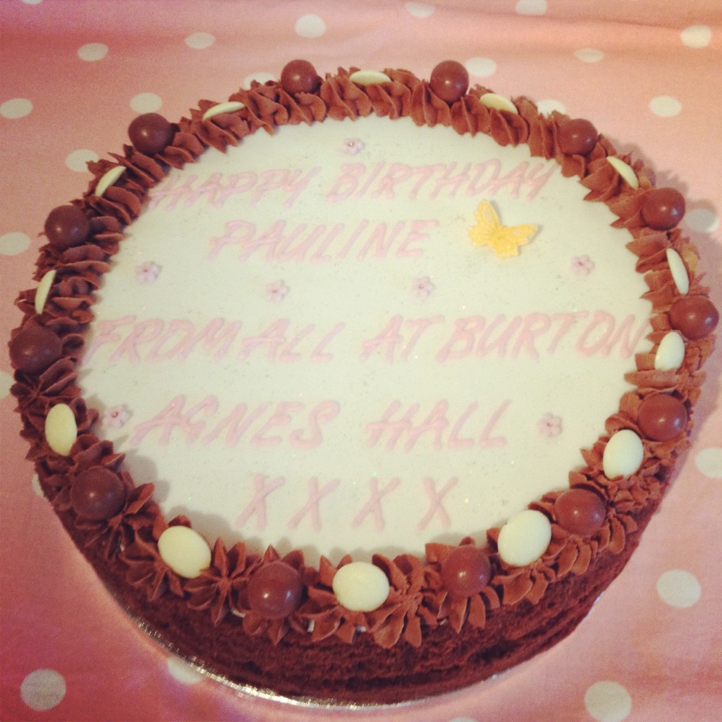 Large chocolate cake for a leaving party