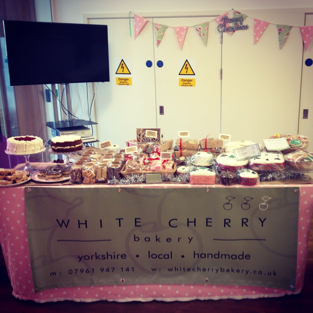 A cake stall at Gratterpalm advertising agency in Leeds.